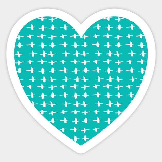 Hearts of teal. Teal, turquoise, aqua blue hearts with small white cross pattern. Sticker by innerspectrum